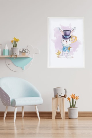 Quadro Alice nel Paese delle Meraviglie - 33 x 43 x 2 cm - Bianco e rosa