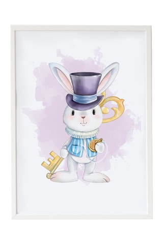 Quadro Alice nel Paese delle Meraviglie - 33 x 43 x 2 cm - Bianco e rosa