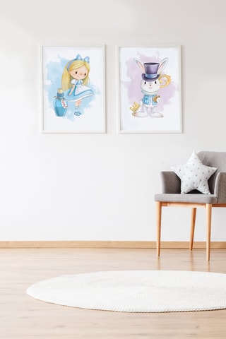 2 quadri Alice nel Paese delle Meraviglie - 33 x 43 x 2 cm - Blu e viola