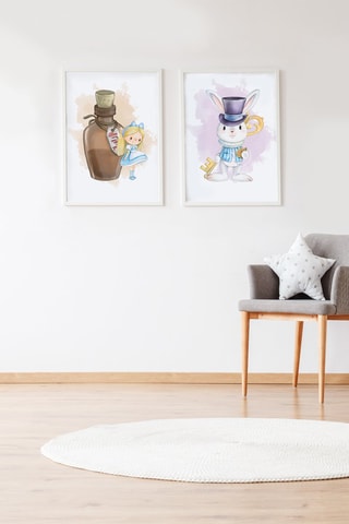 2 quadri Alice nel Paese delle Meraviglie - 33 x 43 x 2 cm - Marrone e viola