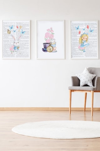 3 quadri Alice nel Paese delle Meraviglie - 33 x 43 x 2 cm - Multicolore