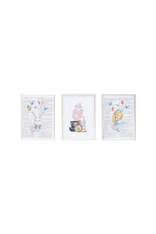 3 quadri Alice nel Paese delle Meraviglie - 33 x 43 x 2 cm - Multicolore