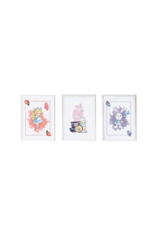 3 quadri Alice nel Paese delle Meraviglie - 33 x 43 x 2 cm - Rosa e viola