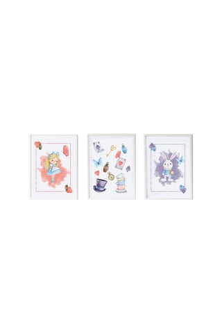 3 quadri Alice nel Paese delle Meraviglie - 33 x 43 x 2 cm - Multicolore