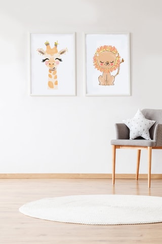 2 quadri - 33 x 43 x 2 cm - Bianco e arancione