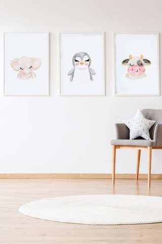 3 quadri - 33 x 43 x 2 cm - Bianco e grigio