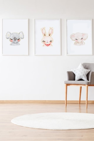 3 quadri - 33 x 43 x 2 cm - Grigio e rosa