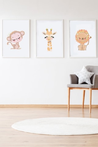 3 quadri - 33 x 43 x 2 cm - Marrone e arancione