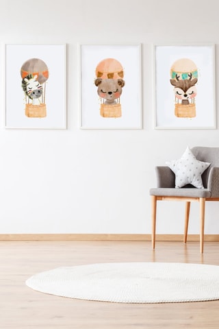 3 quadri - 33 x 43 x 2 cm - Multicolore