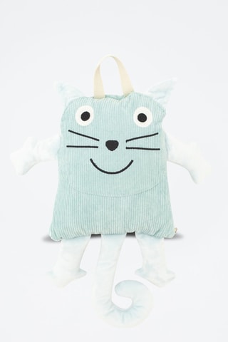 Coperta-cuscino gatto - 85 x 145 x 2 cm - Verde menta e grigio