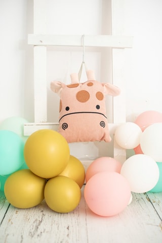 Coperta-cuscino giraffa - 85 x 145 x 2 cm - Rosa