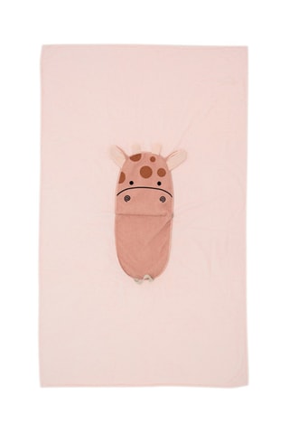 Coperta-cuscino giraffa - 85 x 145 x 2 cm - Rosa