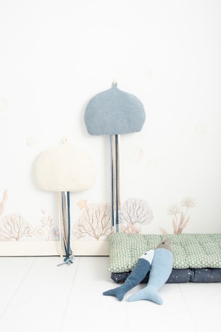 2 cuscini peluche musicali meduse Ocean - Bianco e azzurro