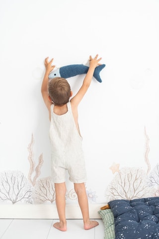 2 cuscini peluche musicali pesci Ocean - Blu