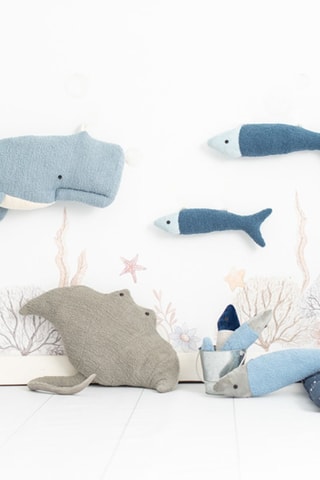 2 cuscini peluche musicali pesci Ocean - Blu