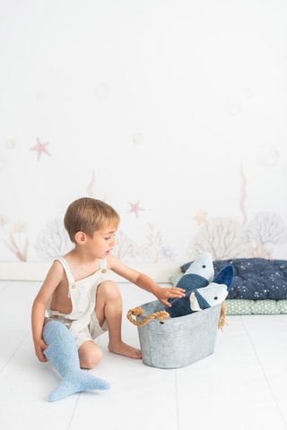 2 cuscini peluche musicali pesci Ocean - Blu