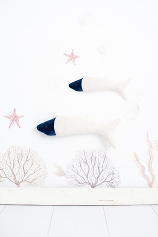 2 cuscini peluche musicali pesci Ocean - Bianco