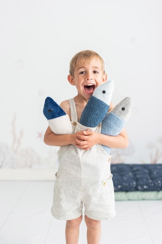 2 cuscini peluche musicali pesci Ocean - Bianco