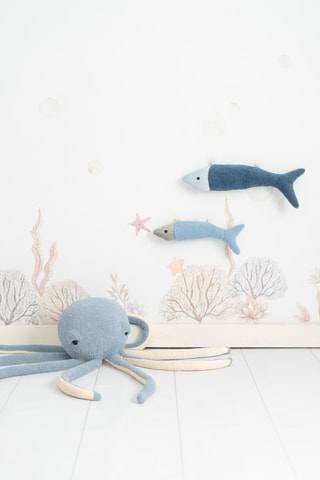 2 cuscini peluche musicali pesci Ocean - Blu