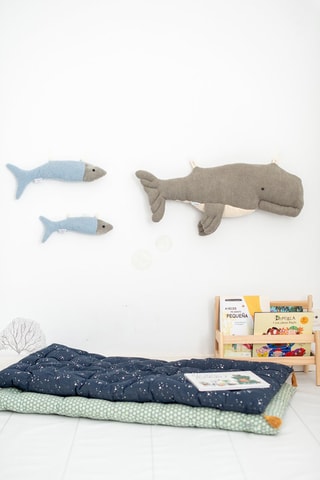 2 cuscini peluche musicali pesci Ocean - Blu