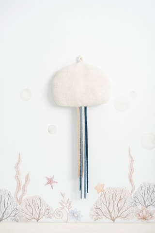 4 cuscini peluche musicali polpi e meduse Ocean - Bianco e azzurro