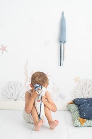 4 cuscini peluche musicali polpi e meduse Ocean - Bianco e azzurro