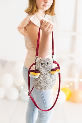 Borsa a tracolla in velluto - Grigio chiaro - Da 2 anni