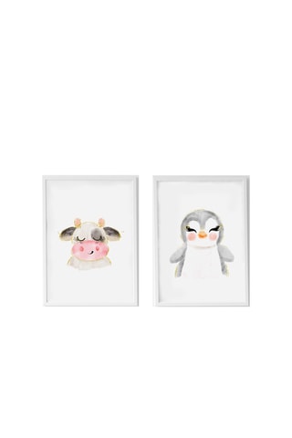 2 poster - 33 x 43 x 2 cm - Bianco e grigio scuro