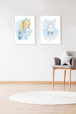 2 poster - 33 x 43 x 2 cm - Bianco e Celeste