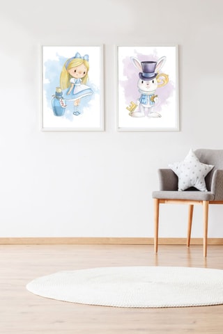 2 poster - 33 x 43 x 2 cm - Bianco e malva