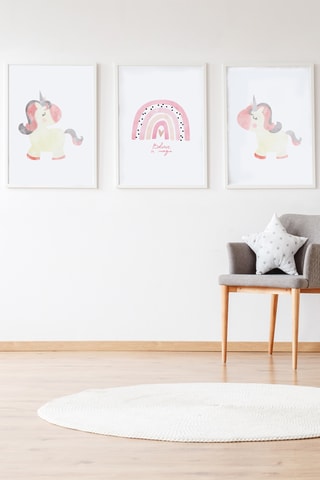 3 poster - 33 × 43 × 2 cm - Bianco e rosa cipria