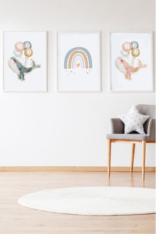 3 poster - 33 × 43 × 2 cm - Bianco e grigio