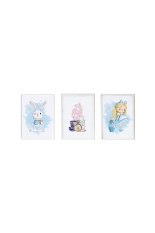 3 poster di Alice nel Paese delle Meraviglie Disney - 33 × 43 × 2 cm - Bianco e azzurro