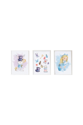 3 poster di Alice nel Paese delle Meraviglie Disney - 33 × 43 × 2 cm - Bianco e azzurro