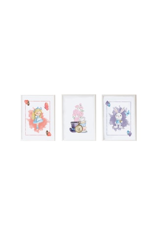 3 poster di Alice nel Paese delle Meraviglie Disney - 33 × 43 × 2 cm - Bianco e salmone