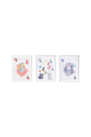 3 poster di Alice nel Paese delle Meraviglie Disney - 33 × 43 × 2 cm - Bianco e salmone