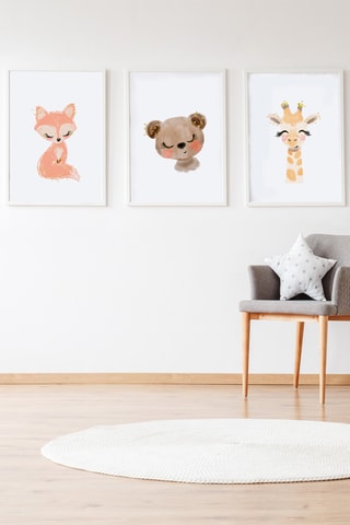 3 poster - 33 x 43 x 2 cm - Bianco e marrone