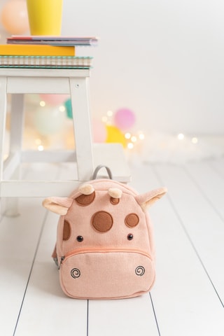 Zaino con orecchie in velluto - Rosa - Da 2 anni