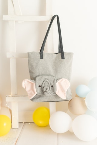 Shopping bag in velluto - Grigio - Da 5 anni