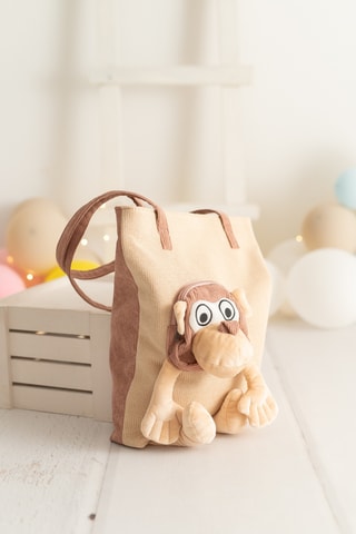 Shopping bag in velluto - Marrone - Da 5 anni