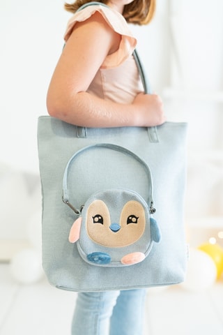 Shopping bag e borsa a spalla in velluto - Azzurro - Da 5 anni
