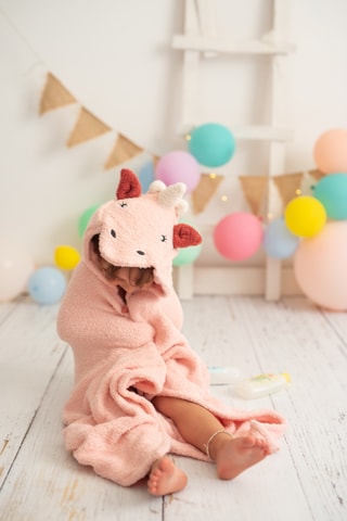 Asciugamano con cappuccio - Rosa - 126 x 2 x 110 cm - Da 3 anni