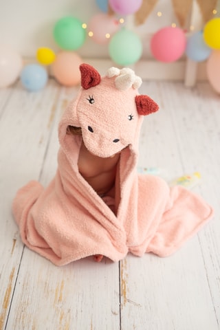 Asciugamano con cappuccio - Rosa - 126 x 2 x 110 cm - Da 3 anni