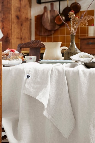 Nappe rectangulaire en lin Solide - Blanc