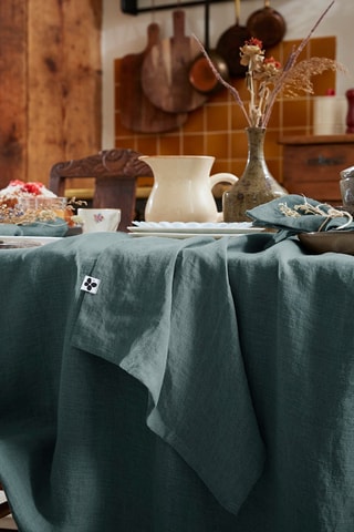 Nappe rectangulaire en lin Solide Ardoise