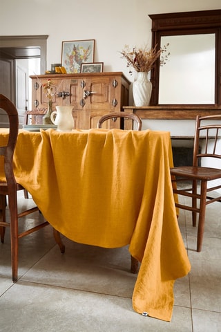 Nappe rectangulaire en lin Solide Miel