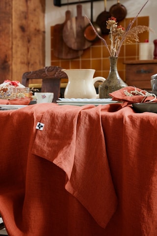 Nappe rectangulaire en lin Solide Paprika