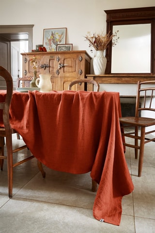 Nappe rectangulaire en lin Solide Paprika