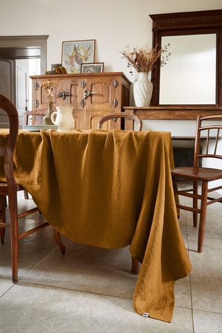 Nappe rectangulaire en lin Solide Caramel