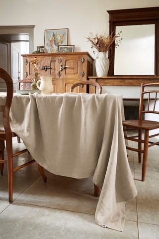 Nappe rectangulaire en lin Solide - Sable
